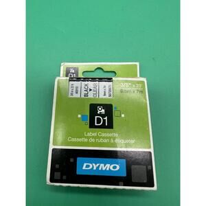 DYMO D1 High-Performance Label Cassette 40910  3/8”x23’ New Black/Clear